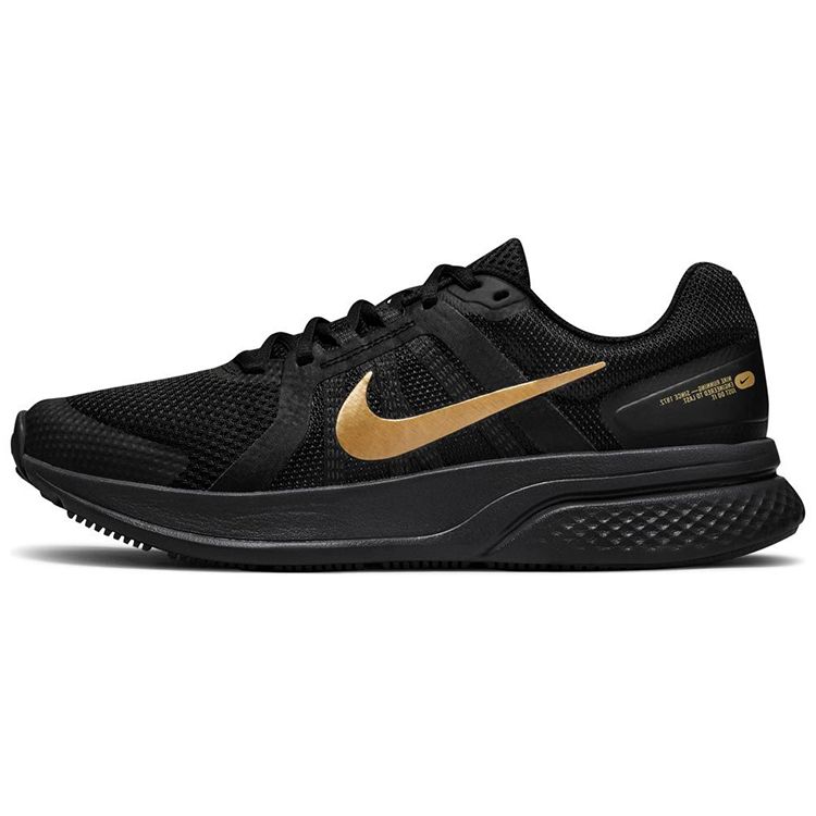 Nike Run Swift 2 Black Metallic Gold Men Sneakers Dark-Grey CU3517-010 42.5
