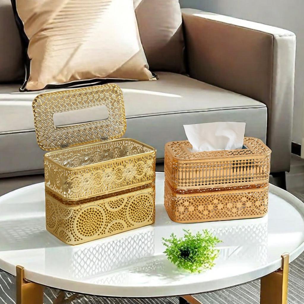 Stylish Nordic Iron Tissue Box, Decorative Napkin Holder for Living Room, Bedroom Coffee Table Home Decor