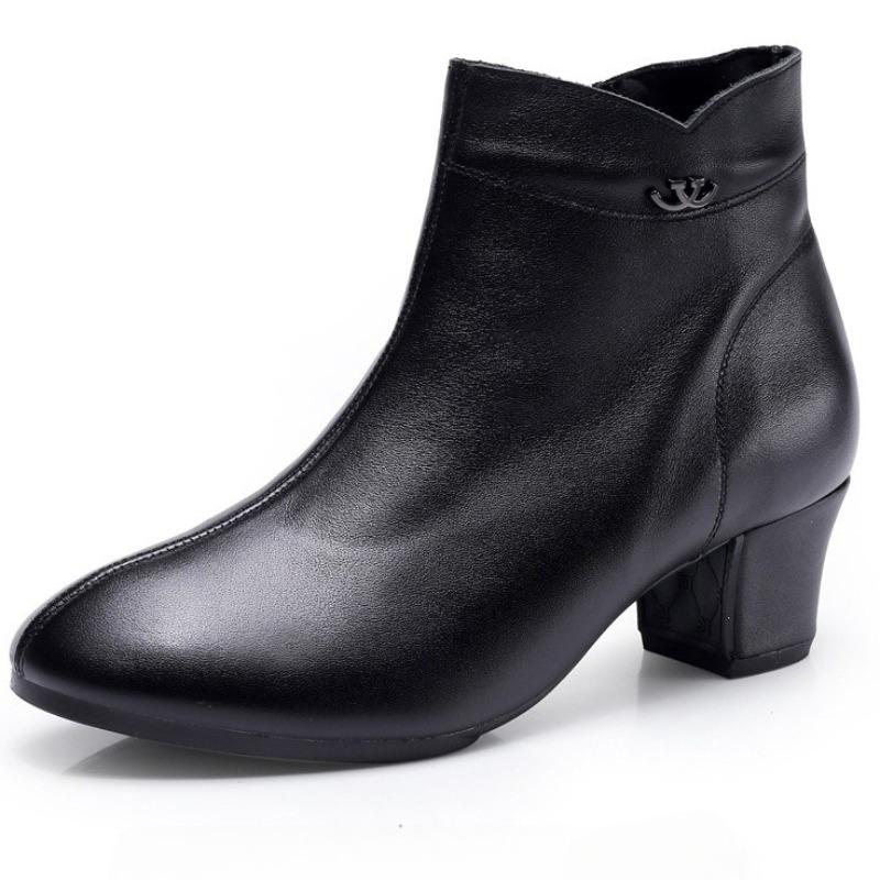 Modische Herbst Winter Stiefel Damen Stiefeletten Schuhe Frau Mode Keilabsatz Absätze Damen Stiefel Hohe Qualität Leder Schuhe Damen Reißverschluss
