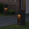 Solar LED Path Light 2 Pcs Black Cold Rolled Steel