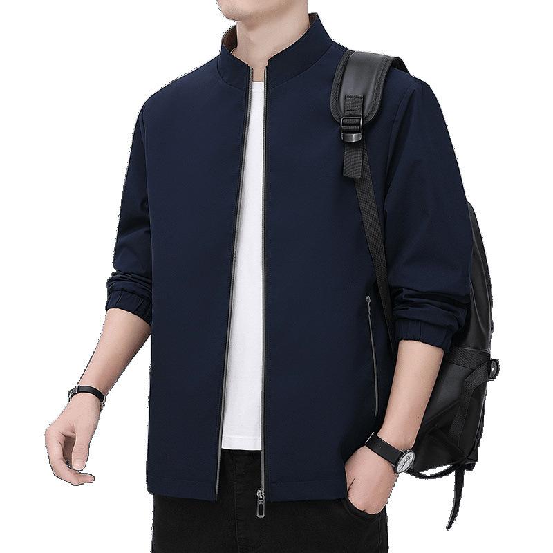 Spring and Autumn Men's Jackets Stand-Up Collar Business Casual Middle-aged and Elderly Dad Clothing