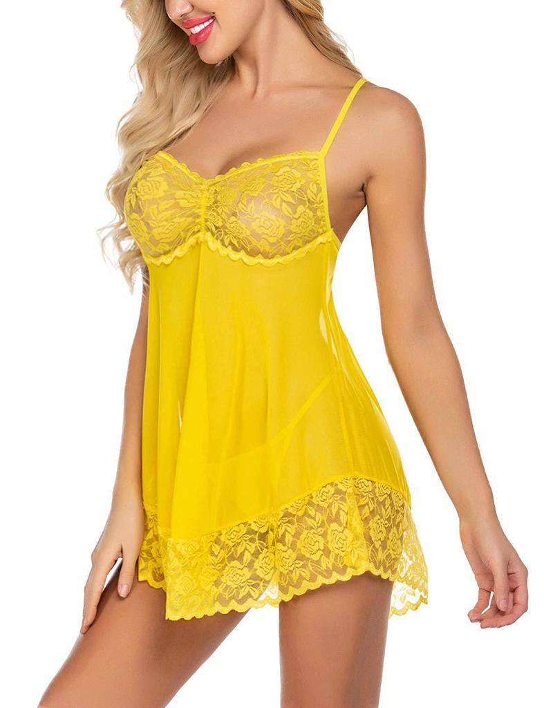 European & American Sexy See-Through Lace Mesh Nightdress
