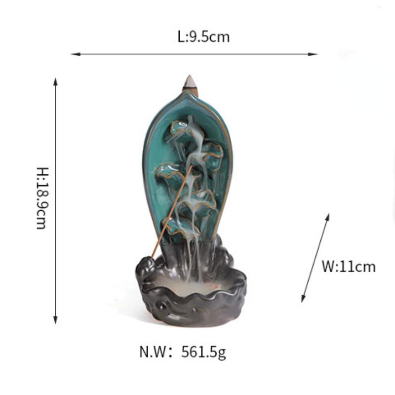 1pc Ceramic Incense Burner With 20 Cones, Waterfall Backflow Incense Stick Holder, Aromatherapy Ornament, Zen Decor, Home Decor