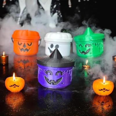 Halloween Mini Nostalgie Eimer mit Griffen Kunststoff Aufbewahrungseimer Mehrzweck Grusel Eimer Spielzeug Süßes oder Saures Eimer