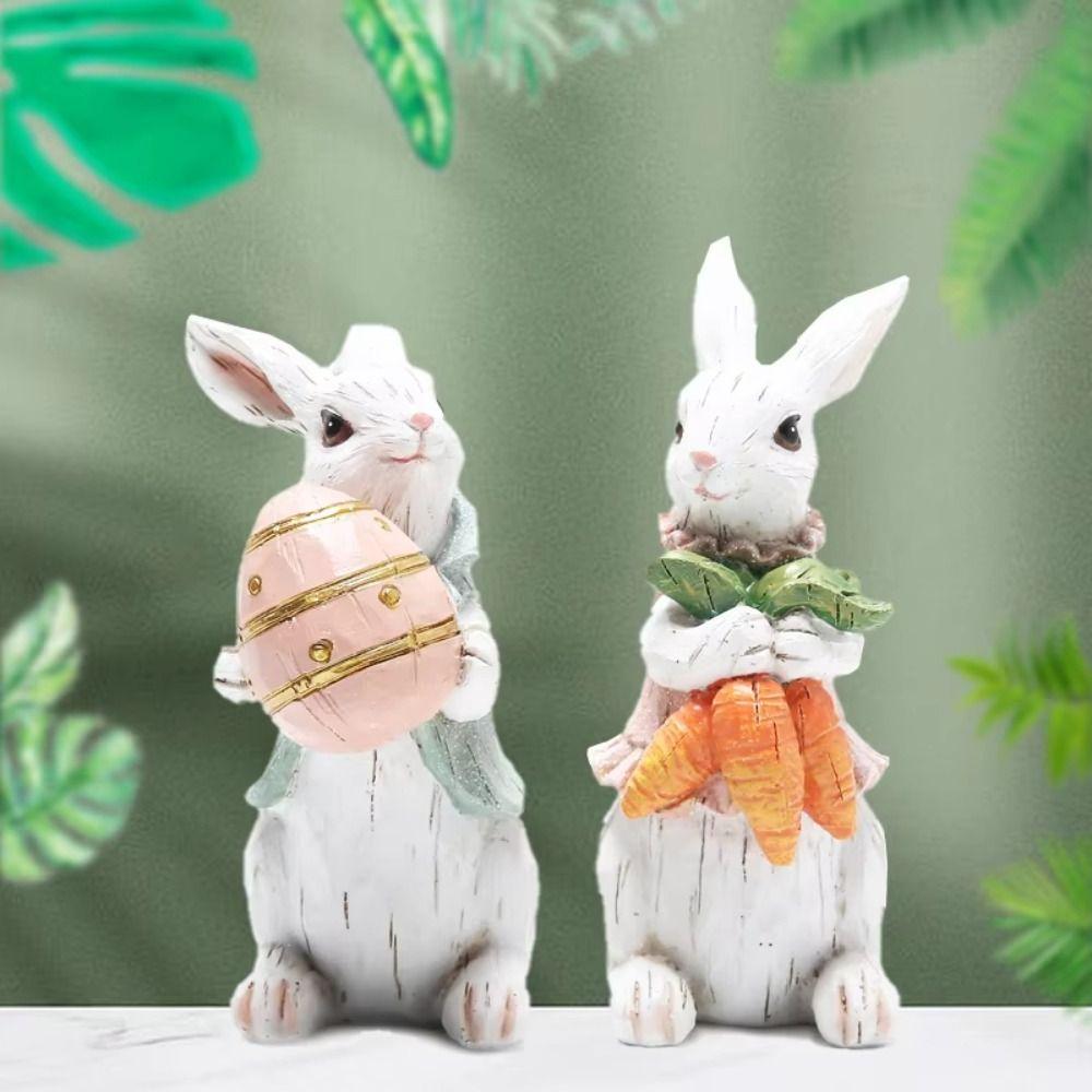 

Exquisite Easter Rabbit Ornament Kawaii Rabbit Holding Eggs Ornament Home Style 2
