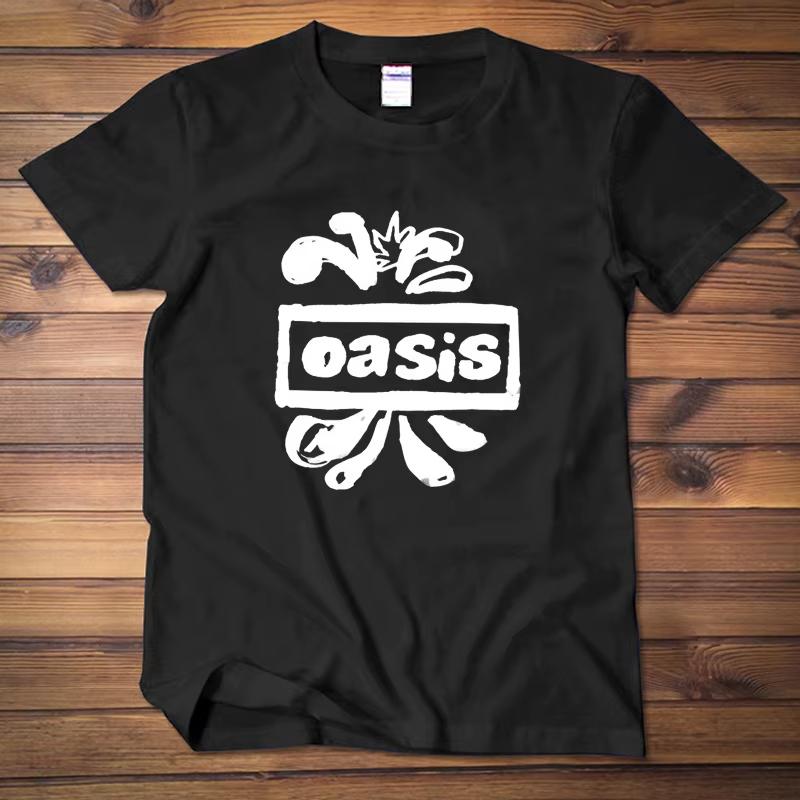 Oasis Band T-shirt À Manches Courtes Rock Music Impression Coton Lâche Couples Masculins Et Féminins