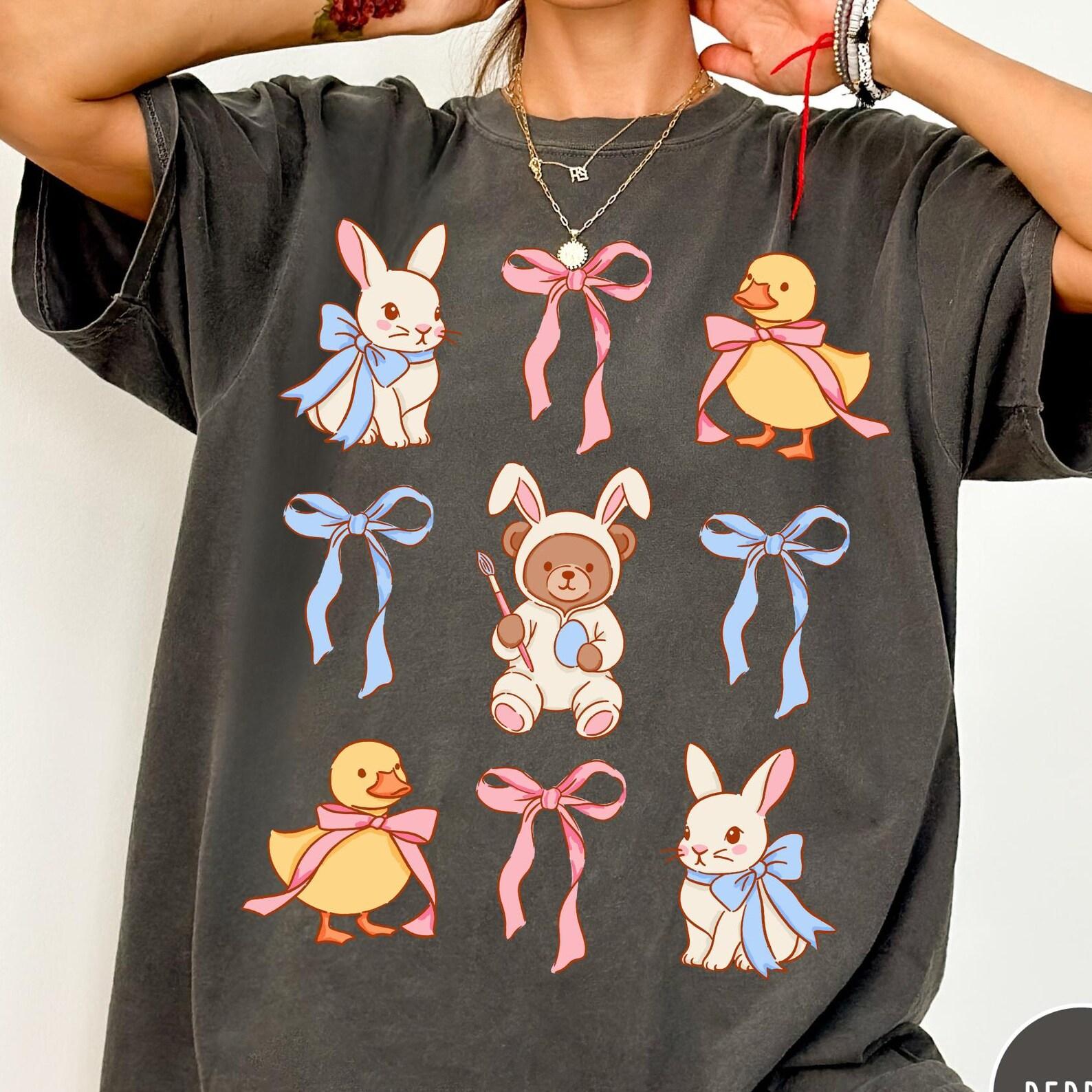 Vintage Easter Comfort Colors® T-Shirt, Retro Easter Shirt, Aesthetic Graphic Easter Collage Tee, Oversized Shirt, Trendy Bunny Duck Shirt XL