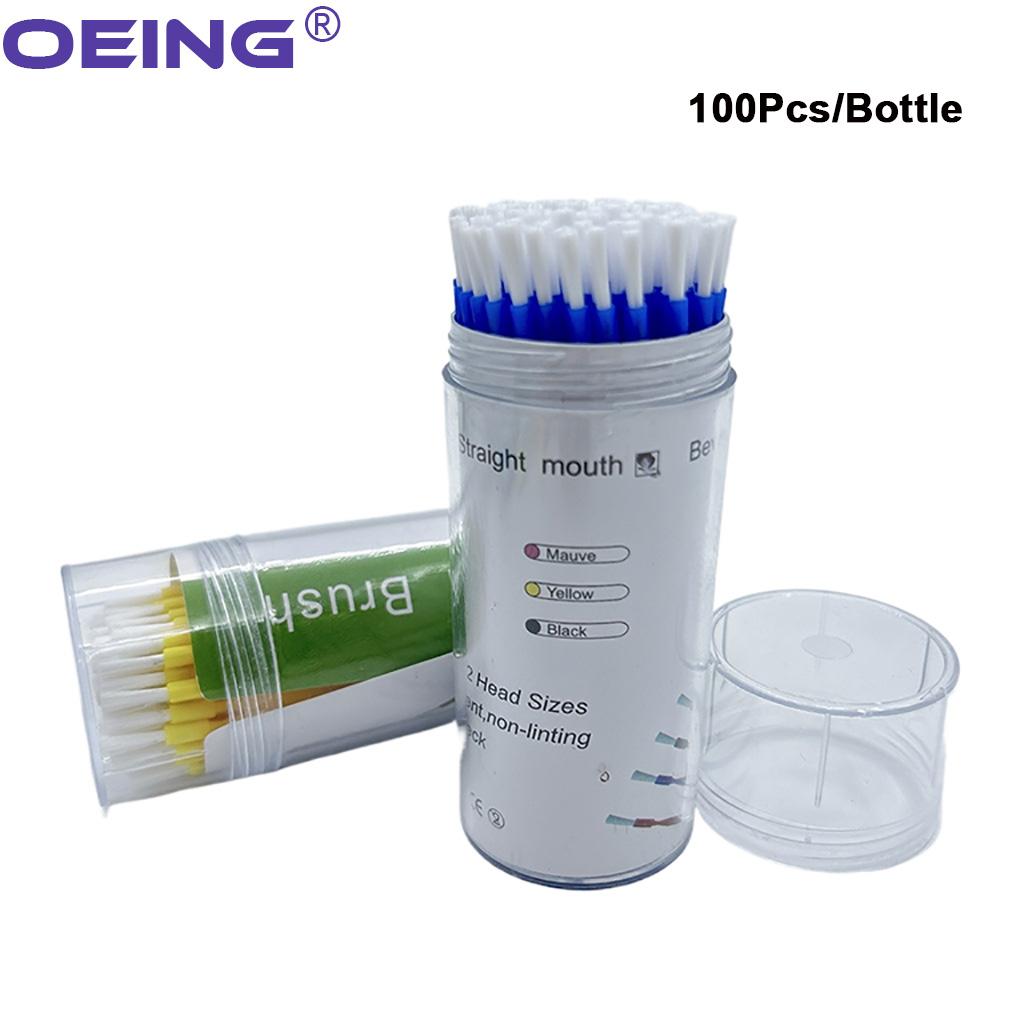 OEING 100PCS/Bottle Dental Disposable Micro Brushes Bendable Long Shank Applicators Brush Odontologia Makeup Cleaner tool