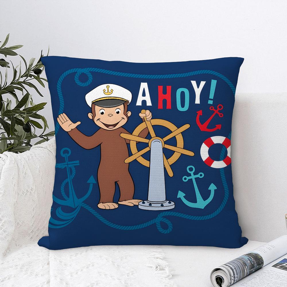 Good Night George C-Curious Monkey Pillow Case Plush Fabric Soft Pillowcase Double Sided Print Cushion Cover Throw Pillow Cover