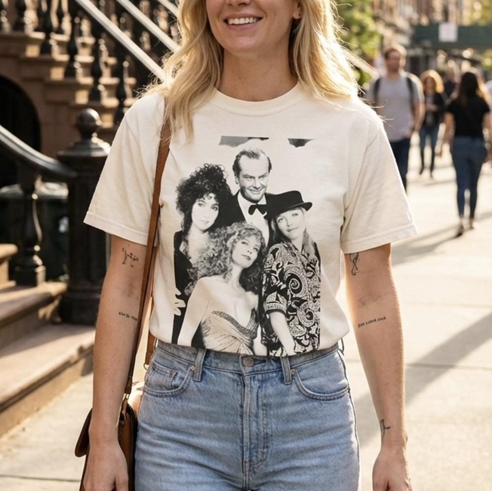 Maghe di Eastwick Maglietta Cher Jack Nicholson Vintage Anni '80 Horror Commedia T-shirt