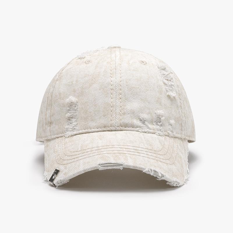 Custom Logo Distressed Baseball Cap Vintage Washed Ripped Cotton Dad Hat Frayed Brim Y2K Streetwear Sun Hat For Men Women