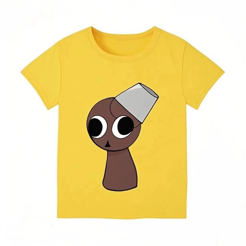 

Sprunki Katoen Korte Mouw Kleding Kinderen Zon Spelen T-Shirt Incredibox Meisjes Korte Mouw Jongens Anime Leuke Casual Kleding 150cm жовтий