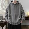 Sweat à capuche en maille rayée pour homme, surdimensionné, ample, avec poche, pull décontracté à manches longues, sweat à capuche, streetwear pour homme