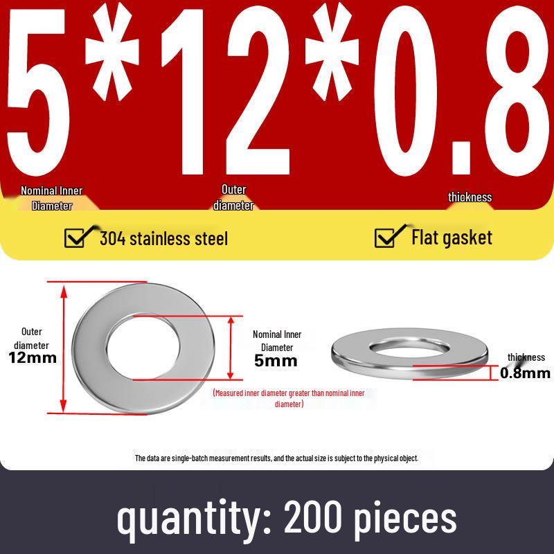 Plochá podložka z nerezové oceli 304 pro nastavení vůle hřídele (0,1/0,2/0,3 mm)