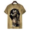 Summer Round Neck 3D Warrior Cat Printed Top Fashionable Casual Short Sleeved Men's T-shirts