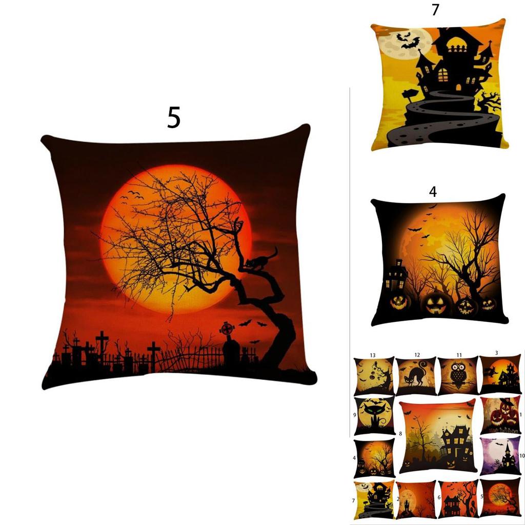 Premium Quality Fall Decor Pillow Case With Elegant Halloween Patterns
