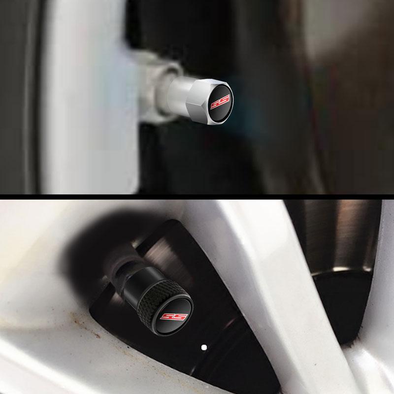 4Pcs Car Styling SS Logo Emblem Metal Car Wheel Tire Cover Air Valve Stem Caps For Cruze Camaro Captiva SS Sport