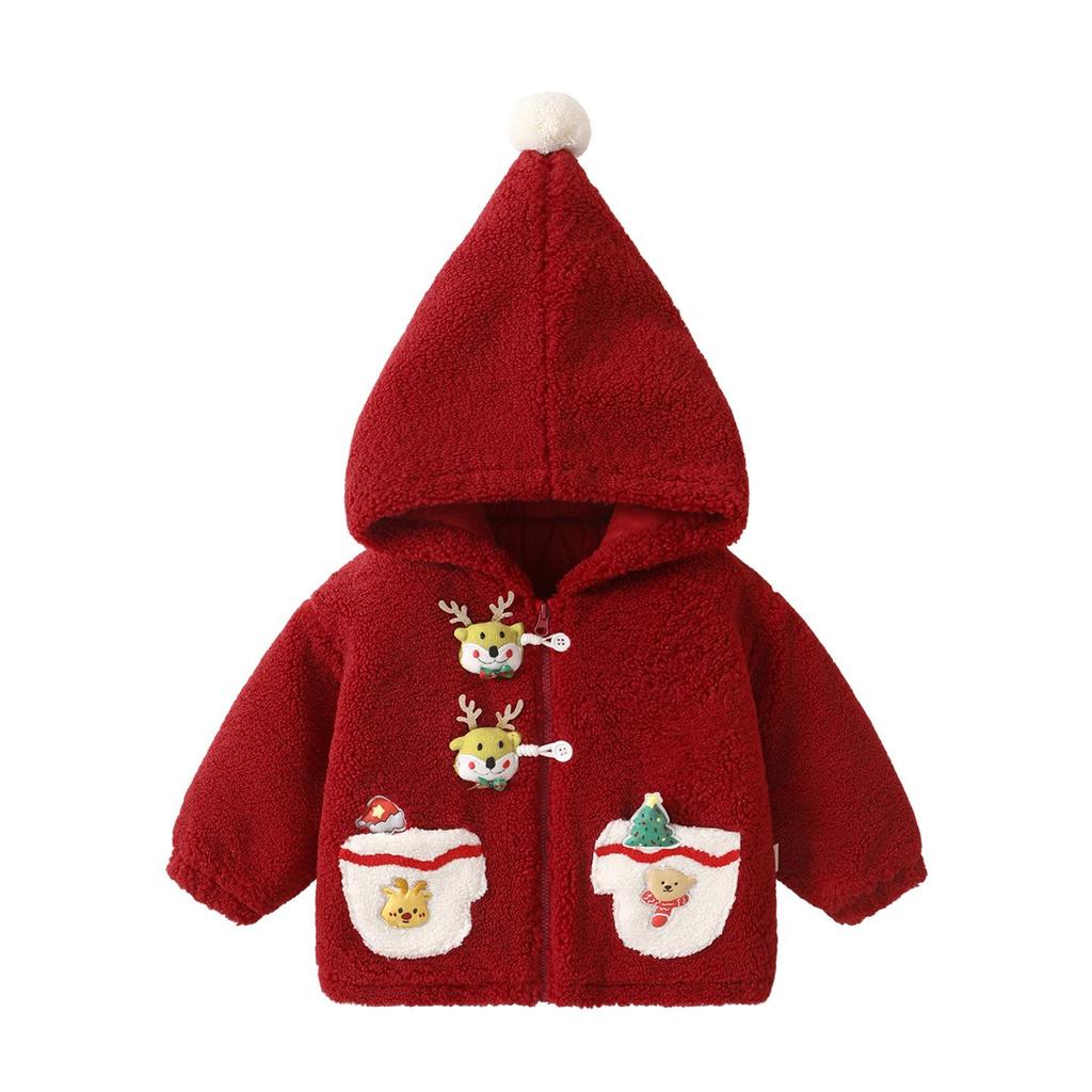 Kaka Panda Boys Christmas Outfit: Padded Jacket & Velvet Pants for Warm Winter Wear