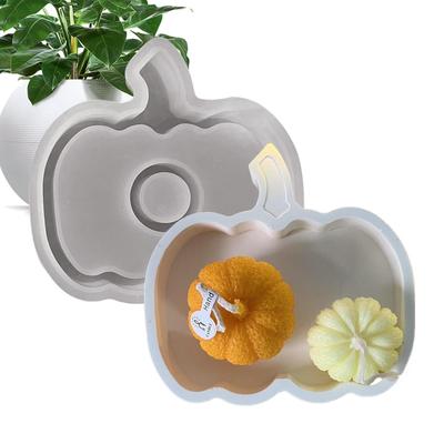 Silicone Pumpkin Molds 2-in-1 Halloween Silicone Mold Maker Tray Reusable Crafting Candle Holder Mould for Thanksgiving Soap