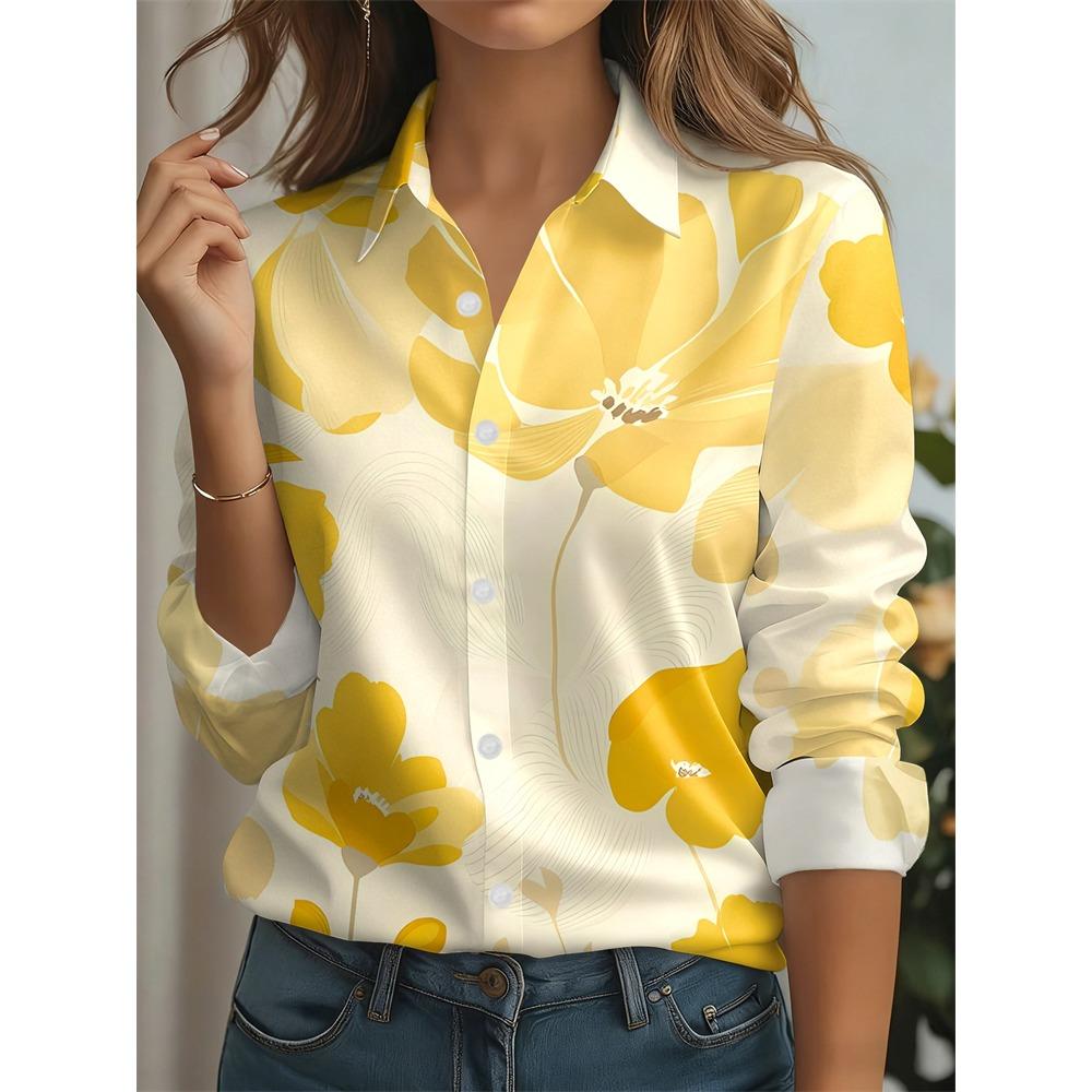 2026 New Spring Fall Women's Long-Sleeve Shirt Abstract Line Animal Print Button-Down Shirt with An