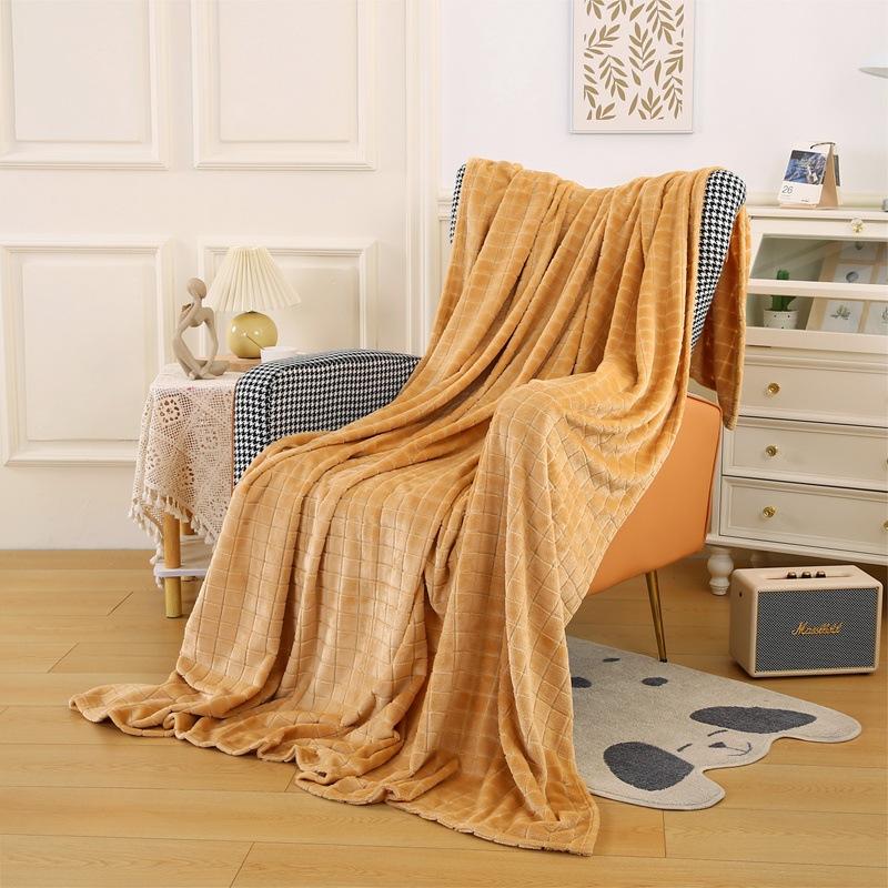 New Flannel Jacquard Blanket Plaid Series Cover Blanket Plain Velvet Blanket