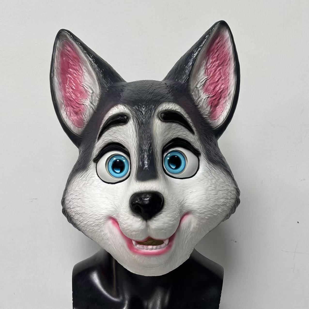Husky latex hoofddeksel, feestbeest masker One size fits all adults grijs