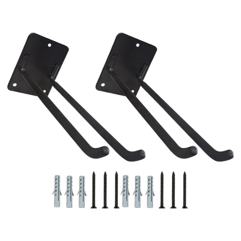 Pack of 2 Iron Reinforced 10Inch Wall Hooks for Securing Tires Ladders Strollers in Garage Basement Storage Area