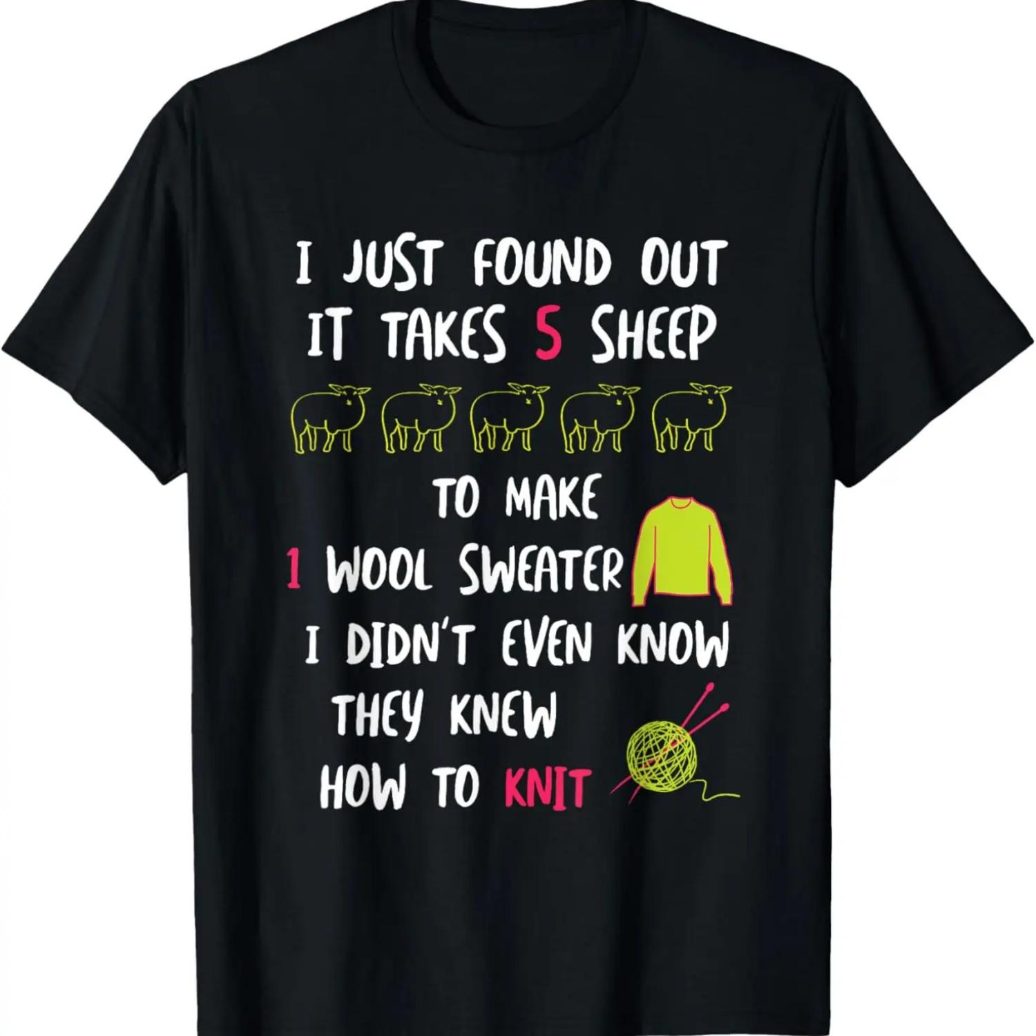 Funny Knitting Joke , Sheep Knitter T-Shirt XXXXXL чёрный