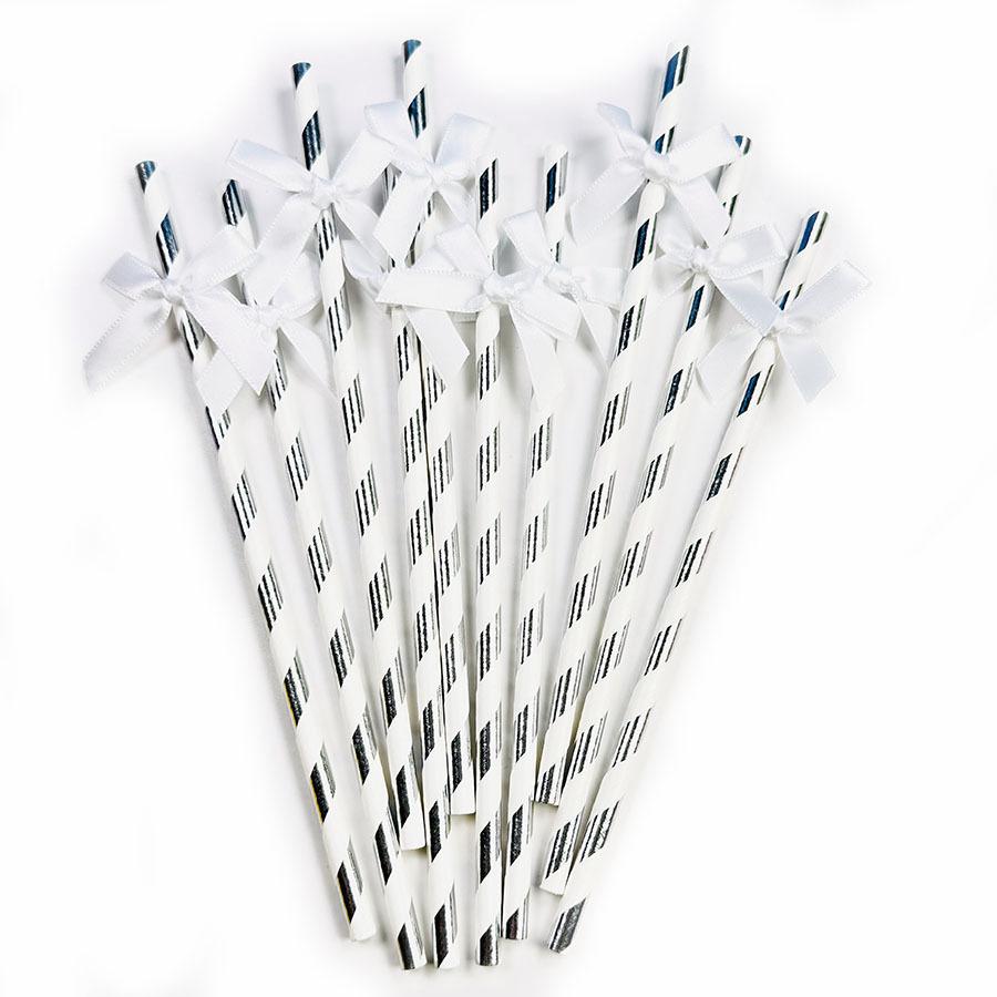 Kreatywne słomki papierowe z kokardką do dekoracji imprezowych i stylizacji stołu deserowego