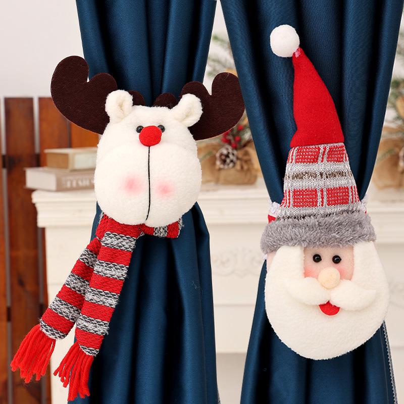Festive Cartoon Santa Window Curtain Bands for Christmas Decoration