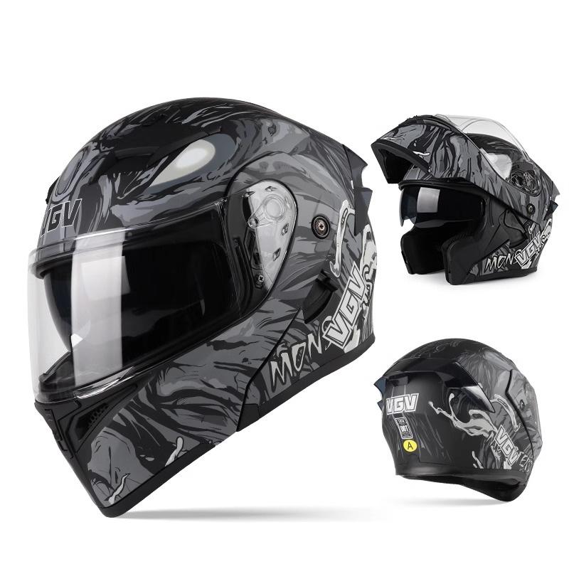 VGV Double Lens flip up helmet Openable motorcycle helmet Various Tinted Lens Sun protection glare and UV rays Modular cycling