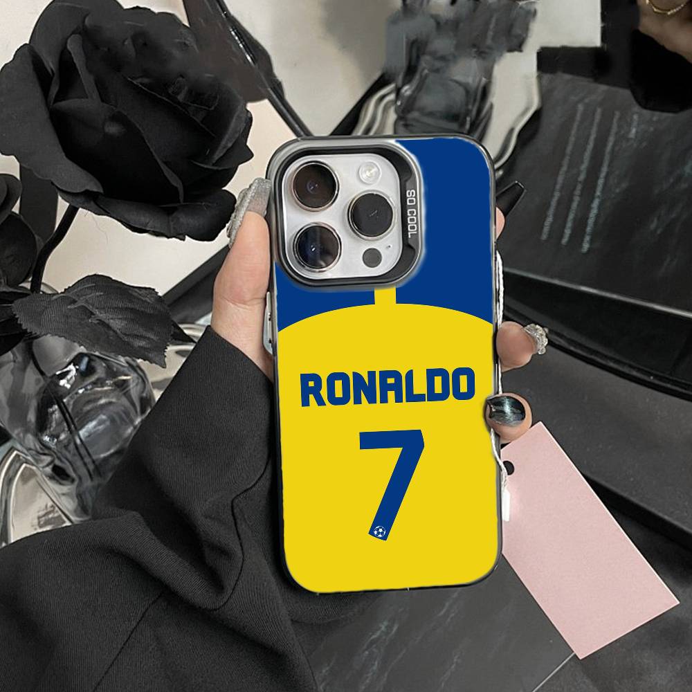 Custodia per telefono Player R-Ronaldo C-CR7 Per iPhone 17,16,15,14,13,12,Pro MAX Nera Opaca Cover Antiurto