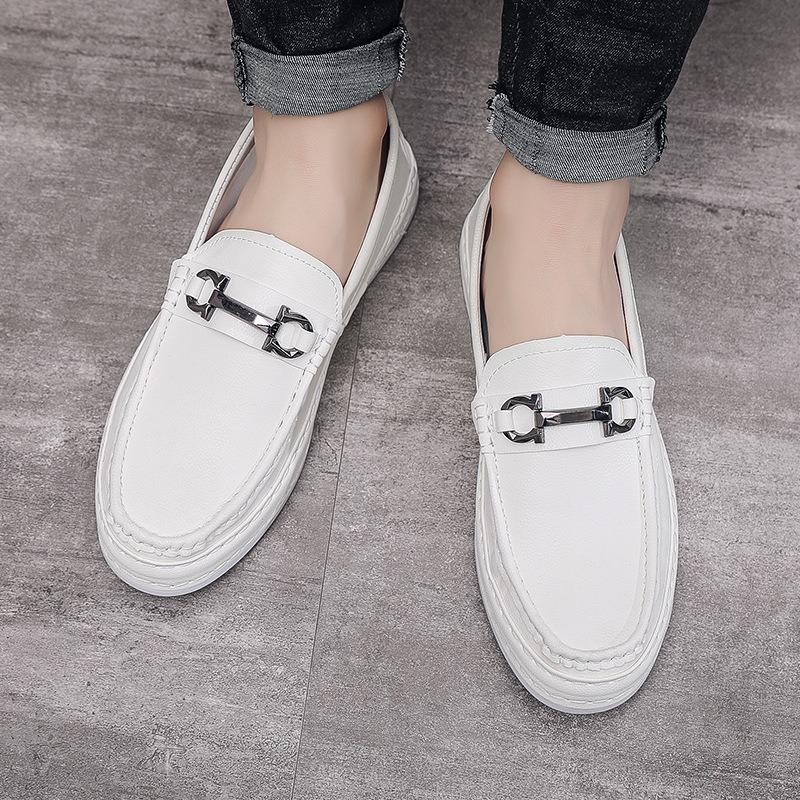 Casual leather shoes men's one-pedal foot cover men's trend thick-soled heightening soft-soled dad men's shoes are comfortable and versatile