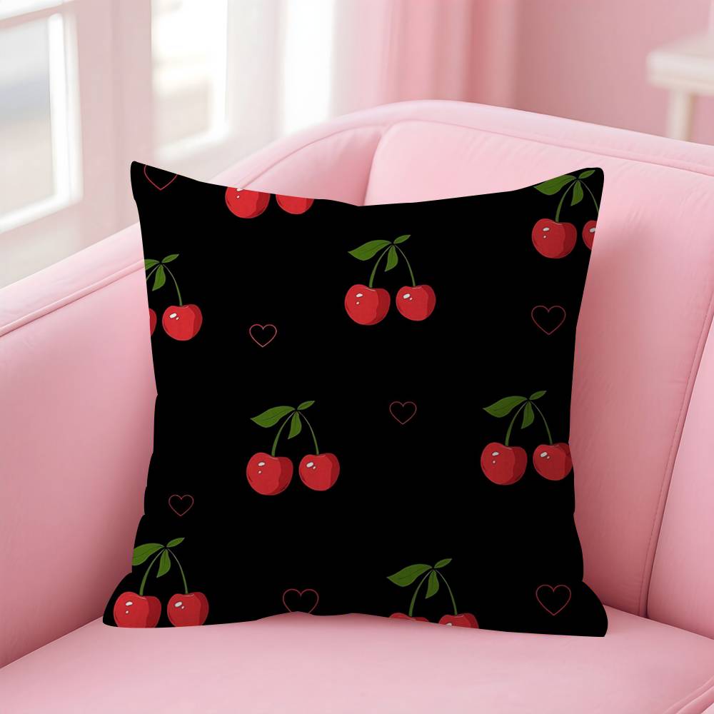 Red Cherry Fruit Creative Personalized Pillow Cover Kids Bedroom Wild Party Decor Pillowcase Kid Birthday Shower Gift