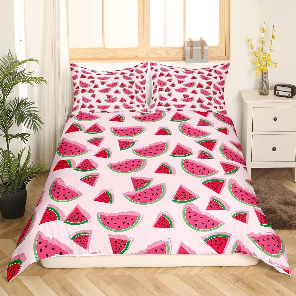 Watermelon Duvet Cover Set Green Red Polyester King Queen Full Size Bedding For Kids Teens Adults