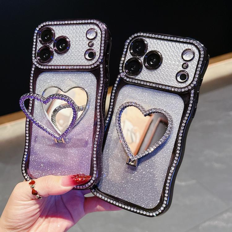 Star‑Diamond Electroplated Glitter TPU Phone Case Rhinestone‑Decorated Mirror‑Kickstand Anti‑Drop Protective Shell For iPhone