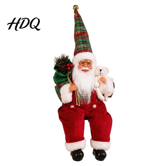 Indoor Festive Shelf Sitter Christmas Sitting Santa Claus Figurine Cute Doll with Gift Bag Xmas Home Ornament Collection And Presents for Holiday