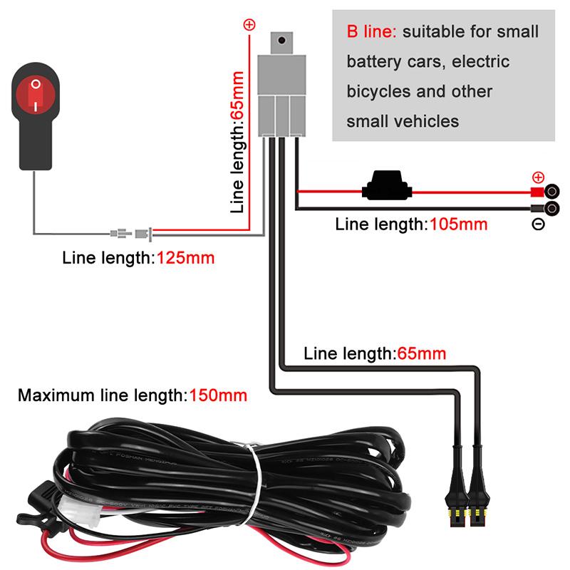 12V 1.6M/2.2M Motorcycle Wiring Relay Harness Switch For LED Spotlight Fog Light With Fuse Electric On Off Switch Cable 2 Wires