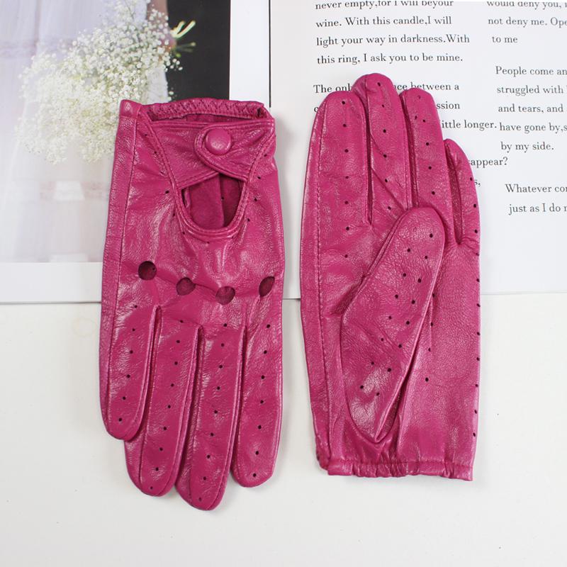 Women's Sheepskin Driver Gloves Thin Breathable Unlined Colored Leather Gloves Summer