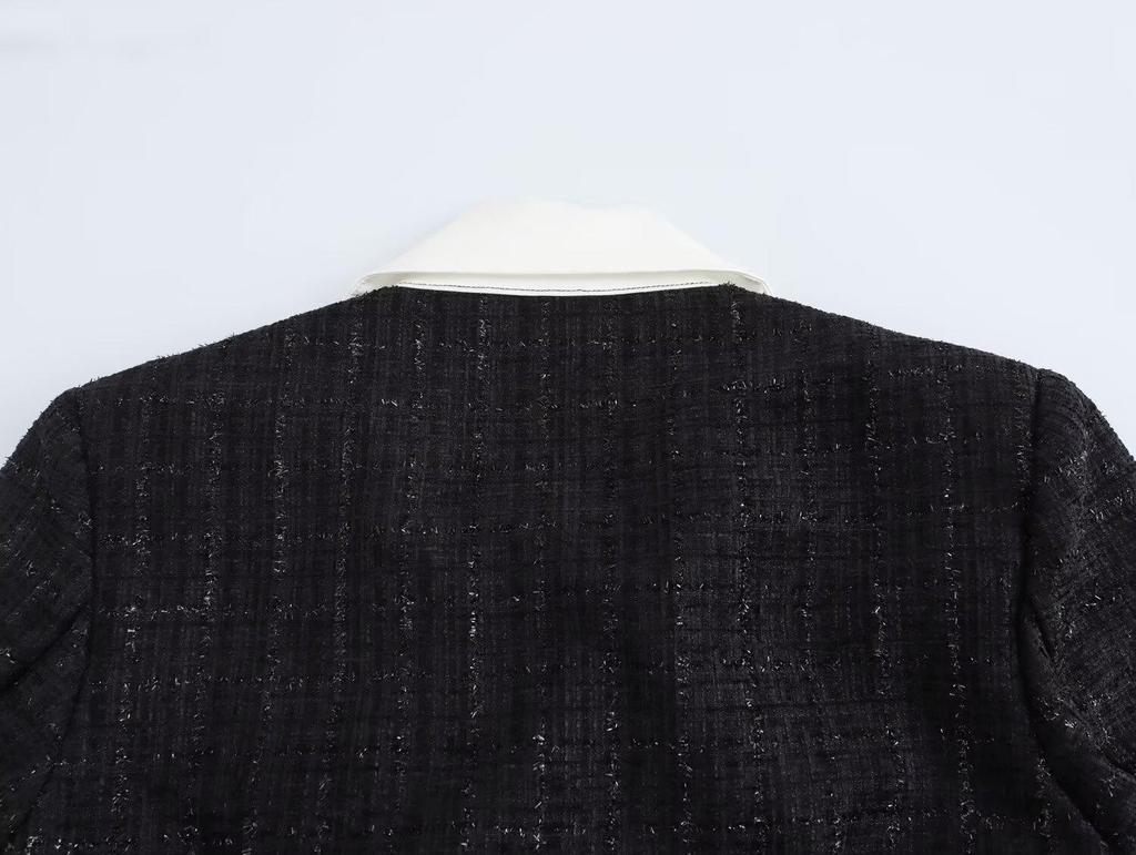 2024 Autumn Women's European & American Style Tweed Slim Coat