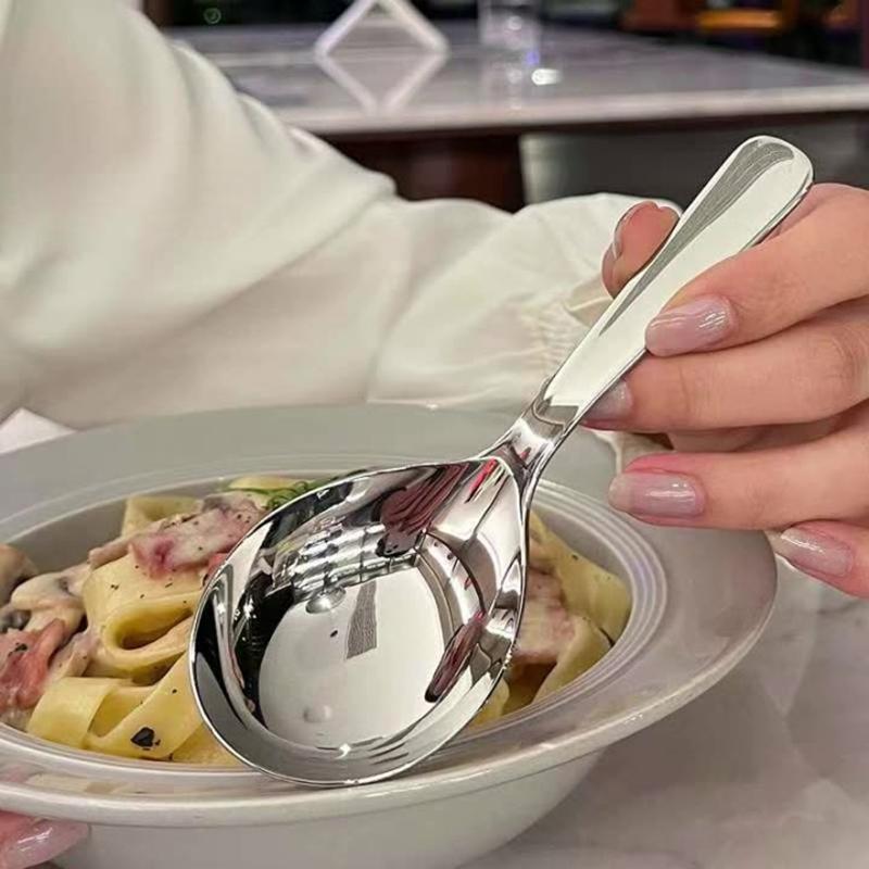 

Круглая ложка из нержавеющей стали, сетка, красная, золотистая, для ужина, с длинной ручкой, десертные ложки для перемешивания, кухонные аксессуары, гаджеты A2