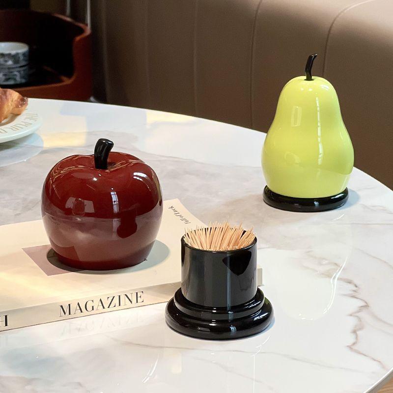 Apple Shape Toothpick Holders High Value Home Peace And Joy Ornaments, Floss Storage Jar Restaurant Decorative Ornaments