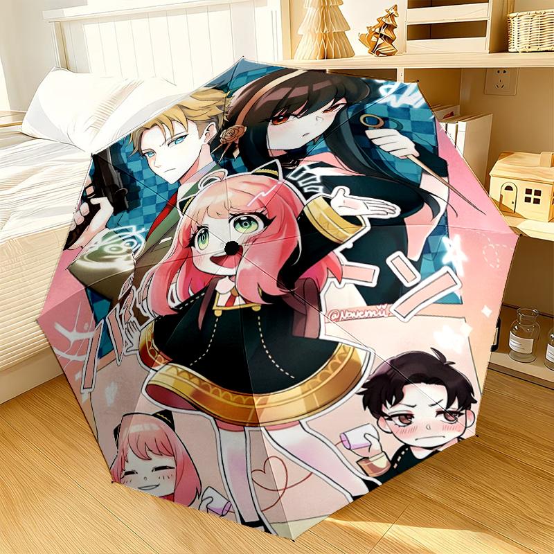Cute anime spy Famliy Umbrella 8-Frame for Travel, camping, Casual Lightweight Portable Umbrella, Essential for every family Holidays Gift