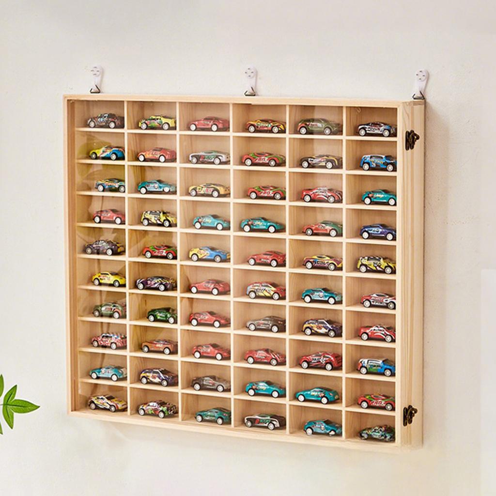 Wooden Toy Car Display Case Collectible Protection, Durability, Multi Grid, Display Shelf Wall Mounted Model Car Storage Rack