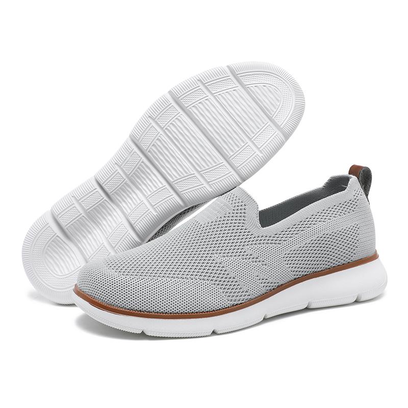 Fashion Retro Style Men's Casual Shoes Lightweight Knitted Walking Shoes Breathable Mesh Outdoor Traveling Flat Shoes