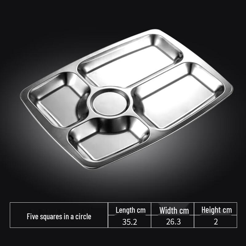 Langxi Stainless Steel Divided Lunch Tray 201 Grade Stainless Steel