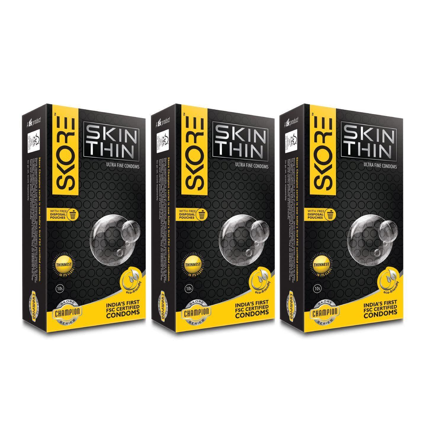 Р•Р¶РµРјРµСЃСЏС‡РЅС‹Р№ РїР°РєРµС‚ РїСЂРµР·РµСЂРІР°С‚РёРІРѕРІ Skore Skin Thin Ultra Fine, 3 С€С‚. (3С…10)