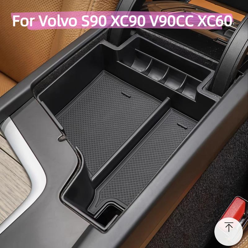 Car Interior For Volvo S90 XC90 V90CC 2017- XC60 2018- Center Console Tray Armrest Blac Storage Box Divider Durable ABS