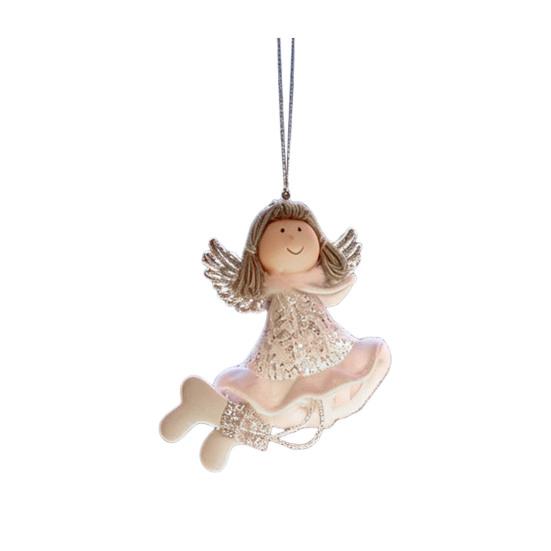 Cute Christmas Tree Hanging Charms Angel Ornaments, Plush Doll Pendant, Xmas Decorative Pastel Color Decor Ornaments for Home Holiday