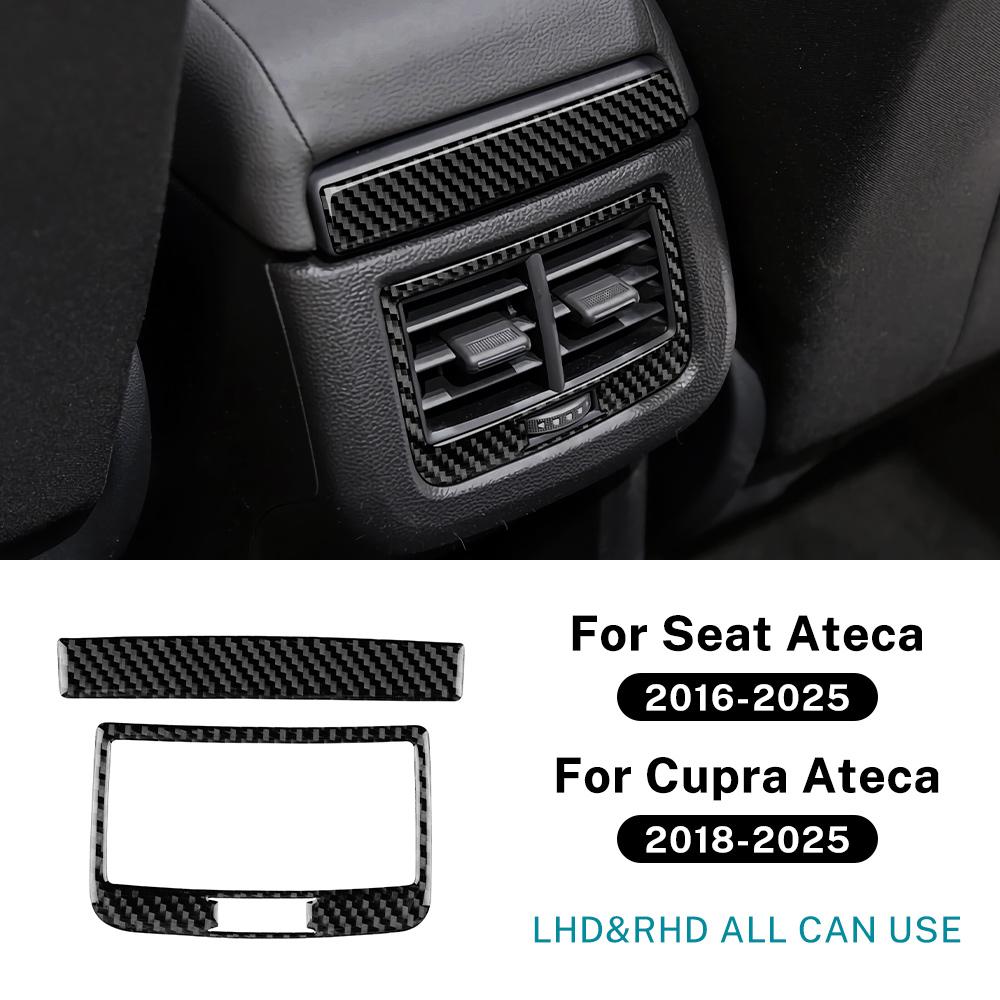 Real Soft Carbon Fiber Sticker For SEAT Ateca 5F 2016-2025 For Cupra Ateca 5F 2018-2025 LHD RHD Car Rear Air Outlet Frame Panel